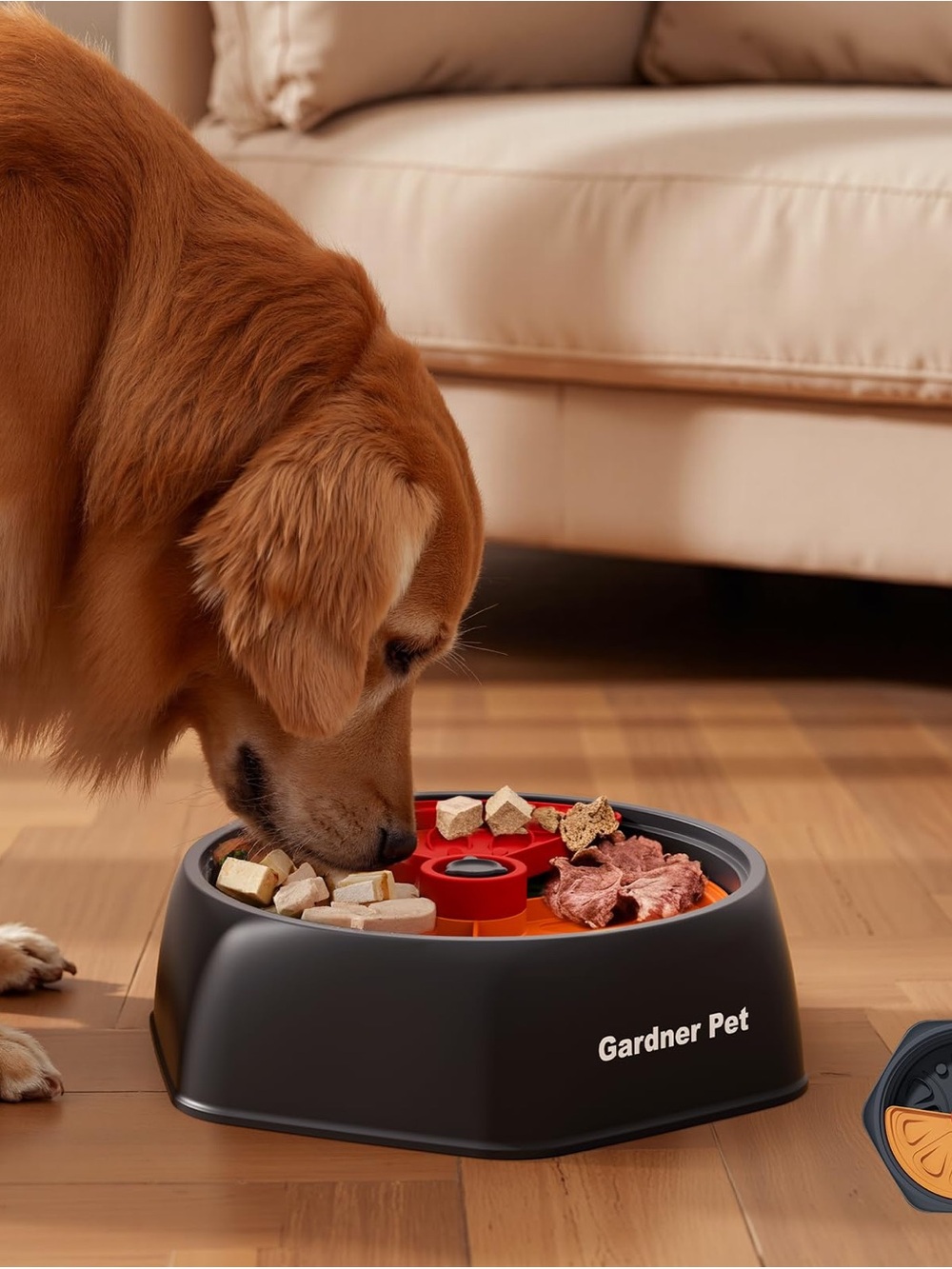 Slow Feeder Bowl for Dogs - Black with Orange Insert